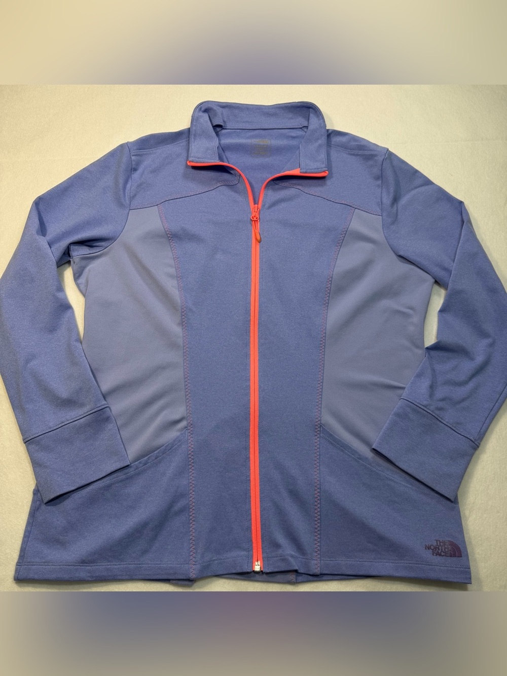 The North Face Women’s XL Blue Full Zip Jacket Coral Zipper Thumbholes Active